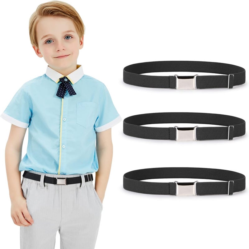 Jas. Good Kids Toddler Belt Elastic Stretch Adjustable Belt for Boys and Girls with Silver Square Buckle 2 Pack - Image 1
